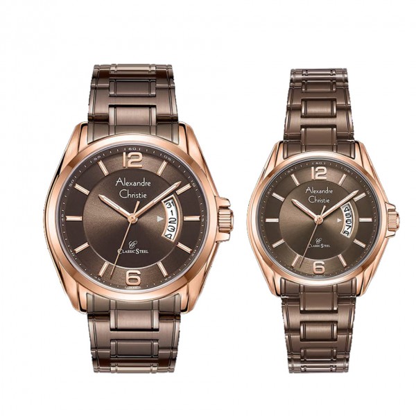 Alexandre Christie AC 8684 Rosegold Brown Couple